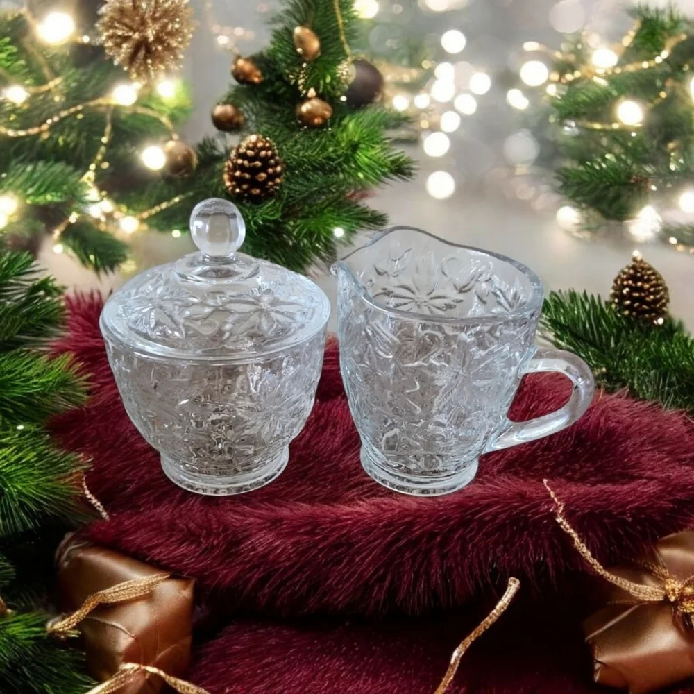 Princess House Fantasia Creamer and Sugar Bowl Lid Set
